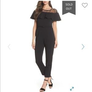 Lace Illusion Ruffle Jumpsuit (Plus Size)